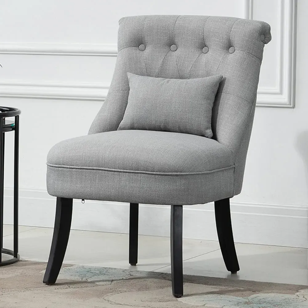 Tufted Accent Chair with Pillow - Grey, Linen
