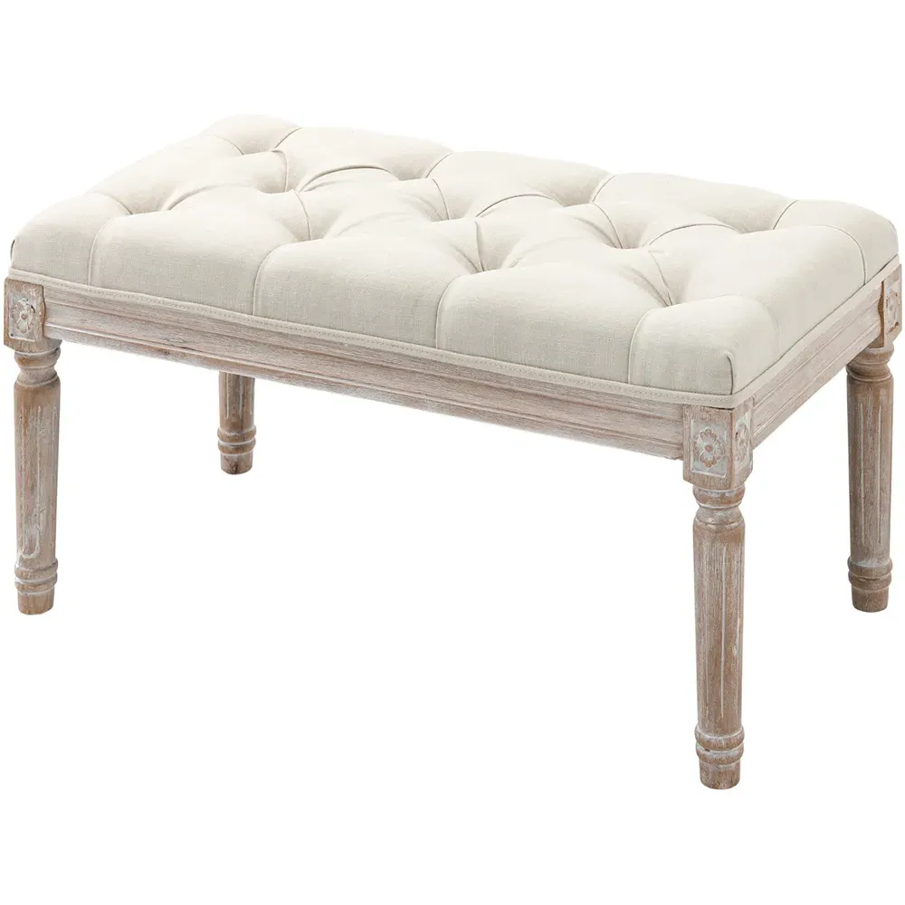 Tufted Bench - Beige, Linen