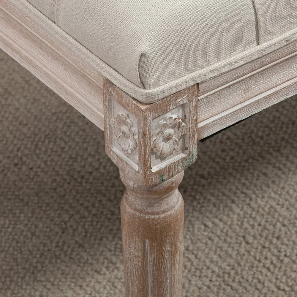 Tufted Bench - Beige, Linen