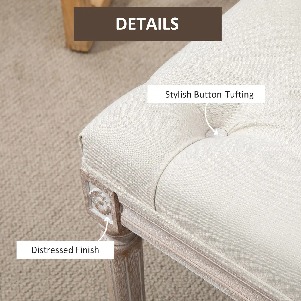 Tufted Bench - Beige, Linen
