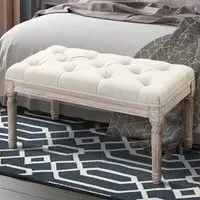 Tufted Bench - Beige, Linen
