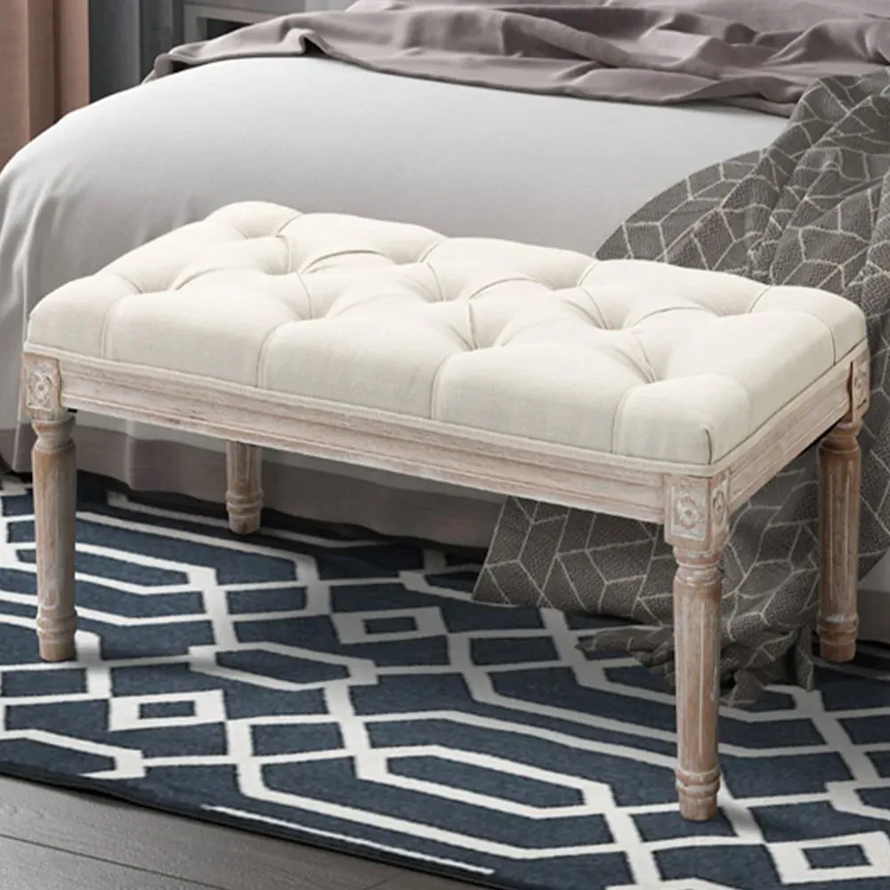 Tufted Bench - Beige, Linen image