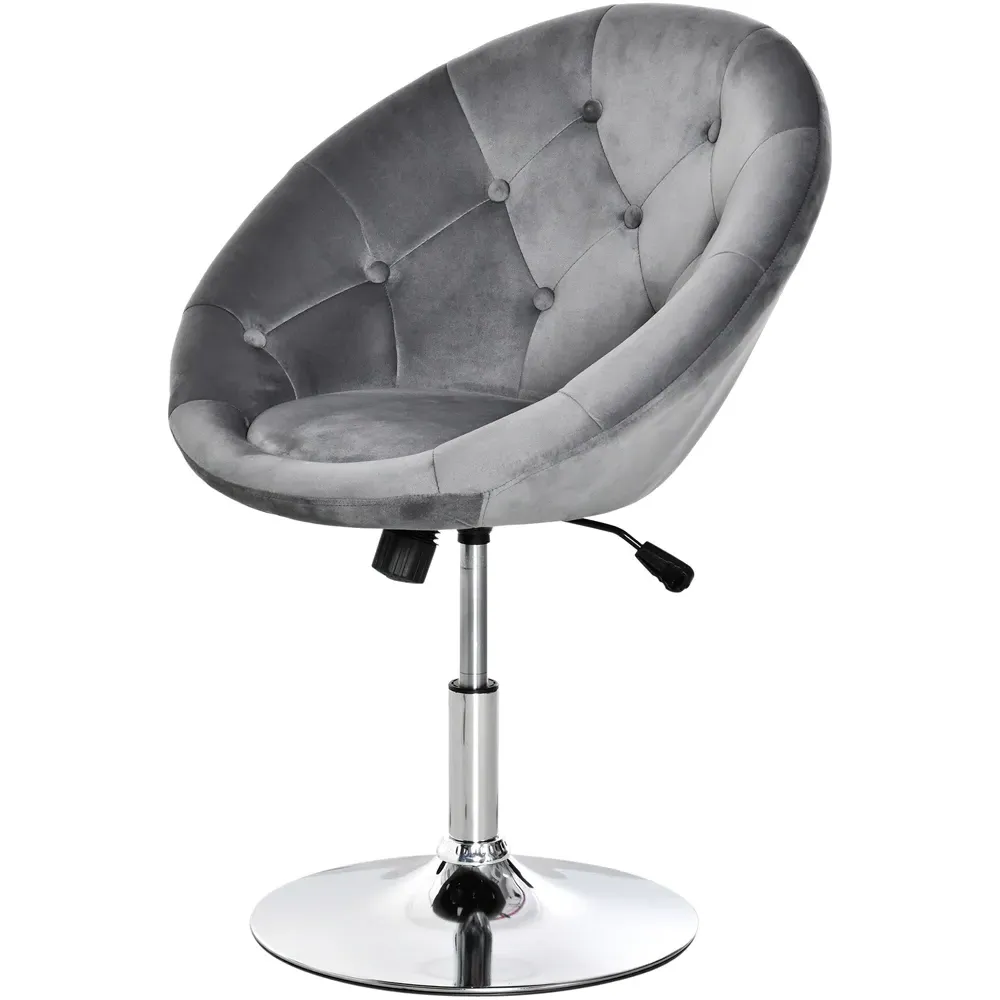 Tufted Height Adjustable Bar Stool - Grey, Velvet