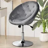 Tufted Height Adjustable Bar Stool - Grey, Velvet