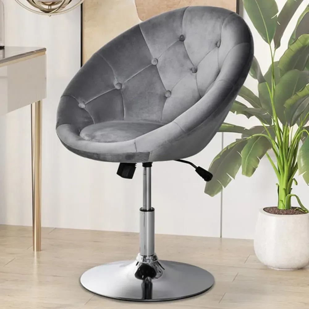 Tufted Height Adjustable Bar Stool - Grey, Velvet