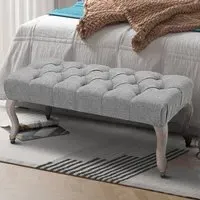 Tufted Multifunctional Accent Bench - Grey, Linen