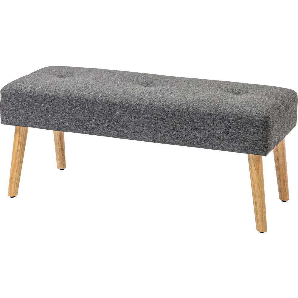 Tufted Multifunctional Footstool - Grey, Linen