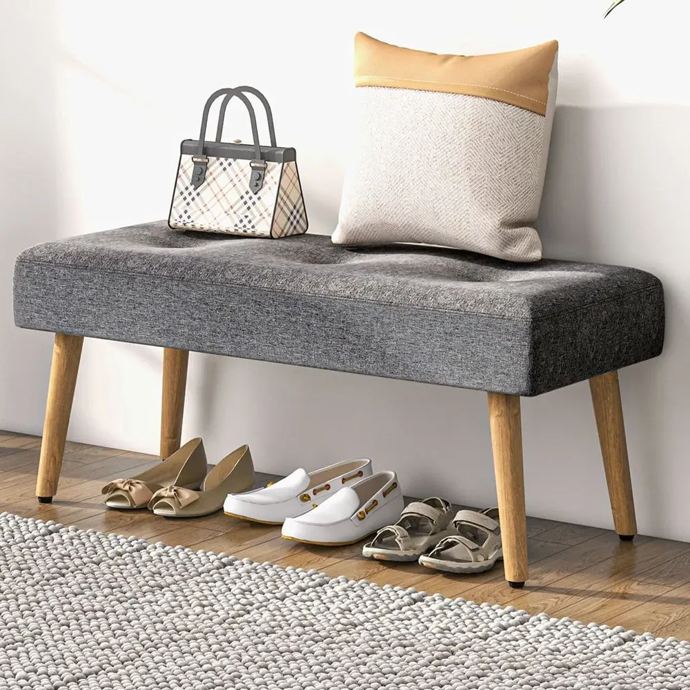 Tufted Multifunctional Footstool - Grey, Linen image