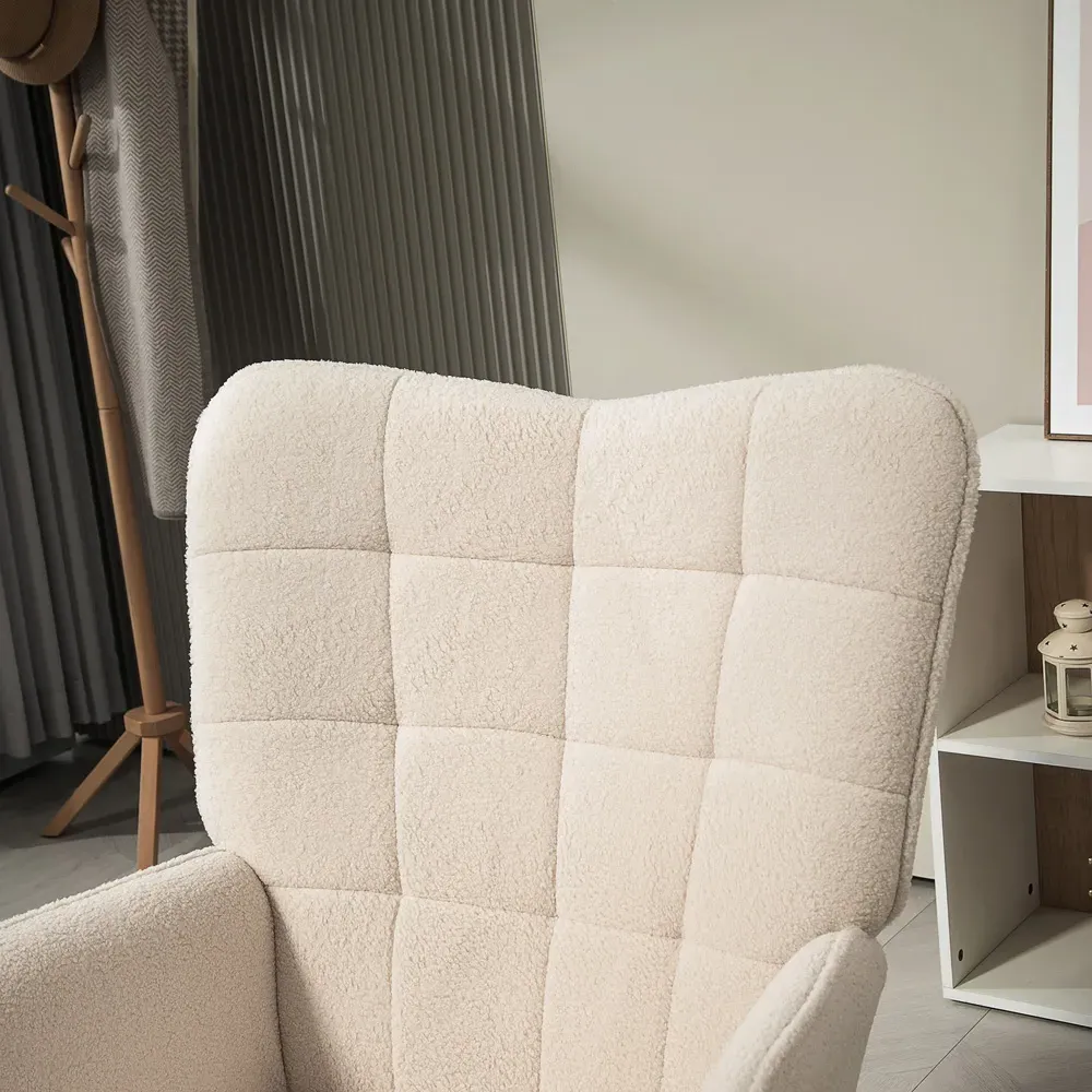 Tufted Wingback Armchair with Seat Padding - Cream