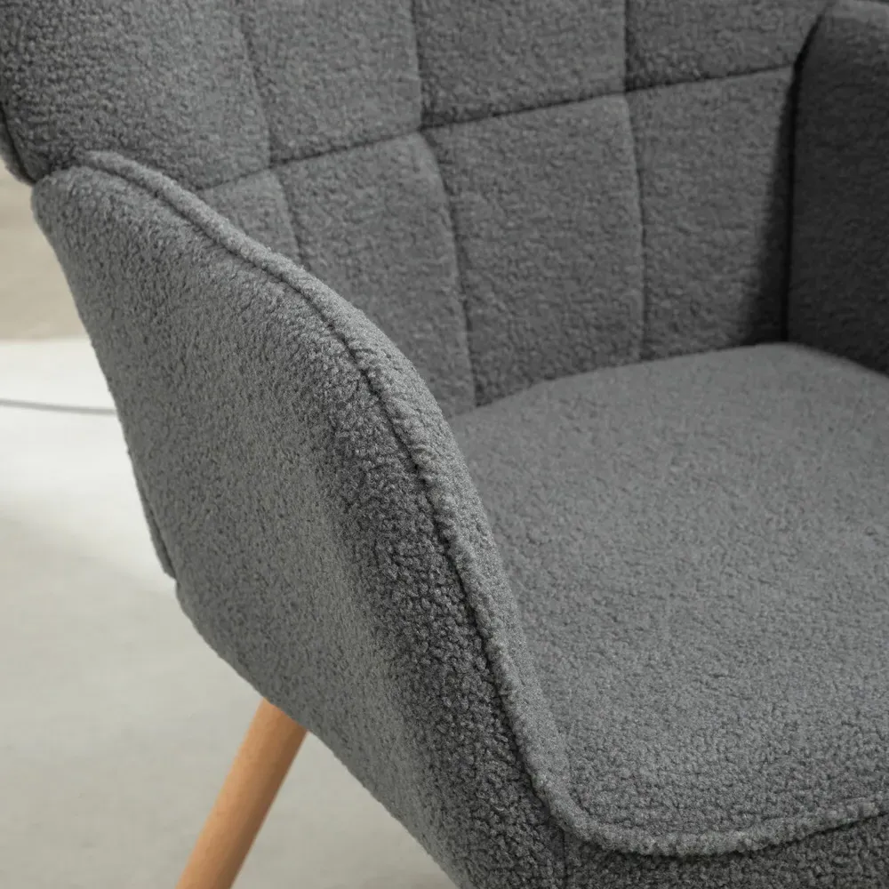 Tufted Wingback Armchair with Seat Padding - Grey
