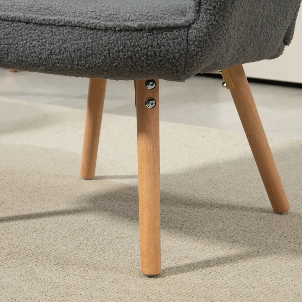 Tufted Wingback Armchair with Seat Padding - Grey