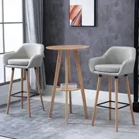 Upholstered Bar Stool Set of 2 - Beige