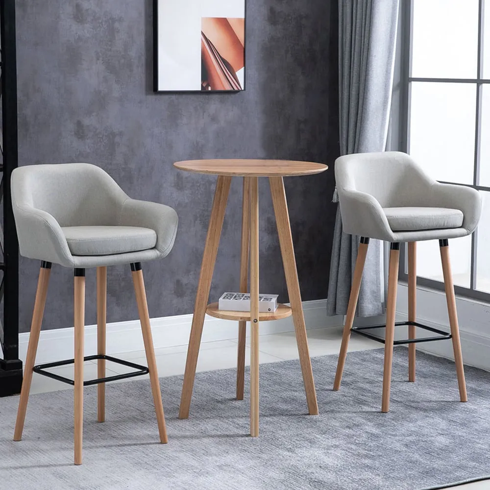 Upholstered Bar Stool Set of 2 - Beige