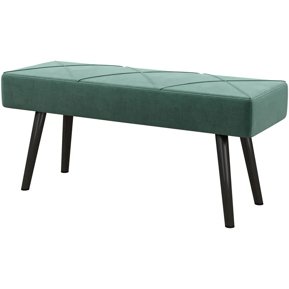 Upholstered End of Bed Bench - Green, Velvet