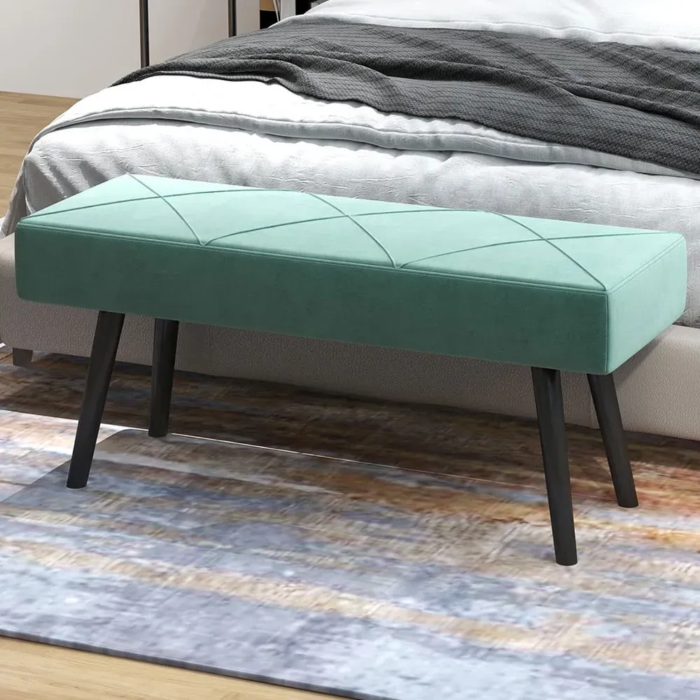 Upholstered End of Bed Bench - Green, Velvet image