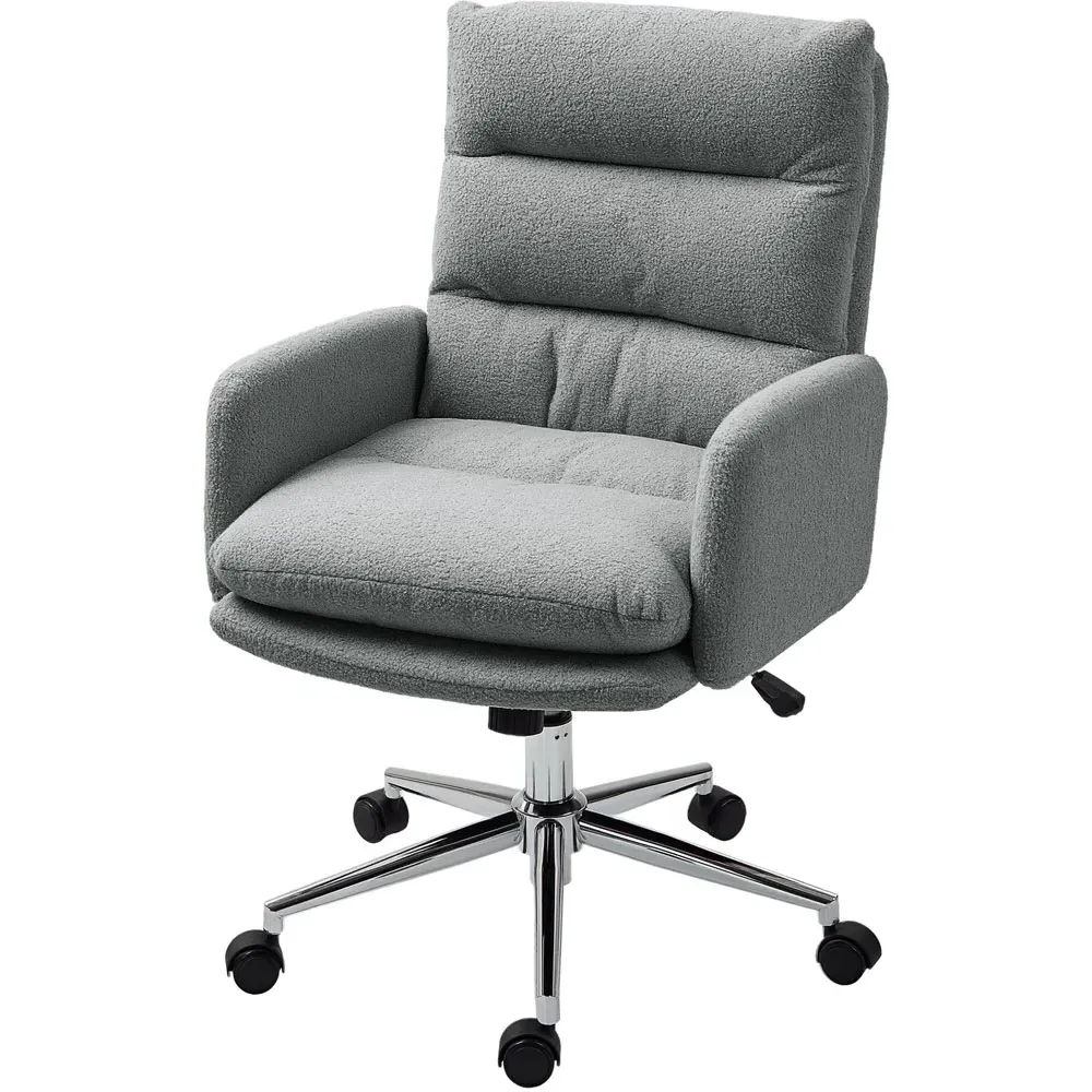 Upholstered Office Desk Chair with Height Adjustment - Grey