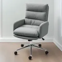 Upholstered Office Desk Chair with Height Adjustment - Grey