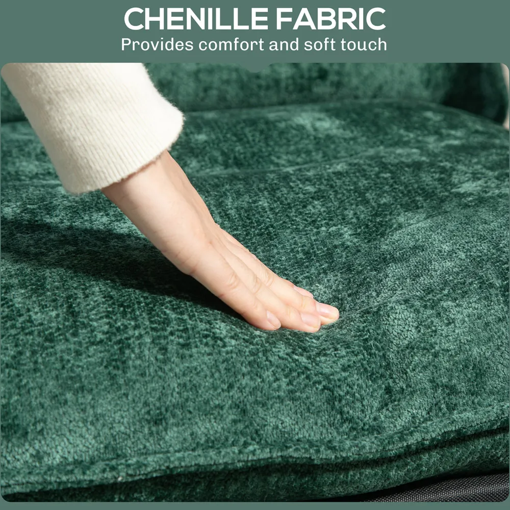 Upholstered Reading Chair with Side Pockets - Green, Chenille