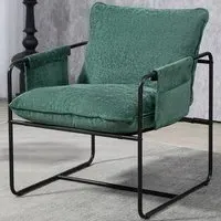 Upholstered Reading Chair with Side Pockets - Green, Chenille
