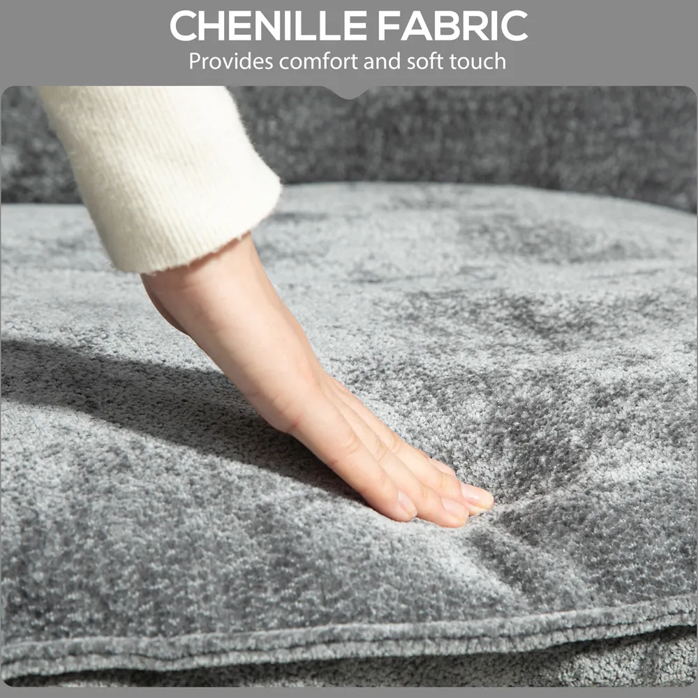 Upholstered Reading Chair with Side Pockets - Grey, Chenille