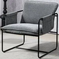 Upholstered Reading Chair with Side Pockets - Grey, Chenille