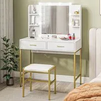 Vanity Dressing Table Set with Mirror - White