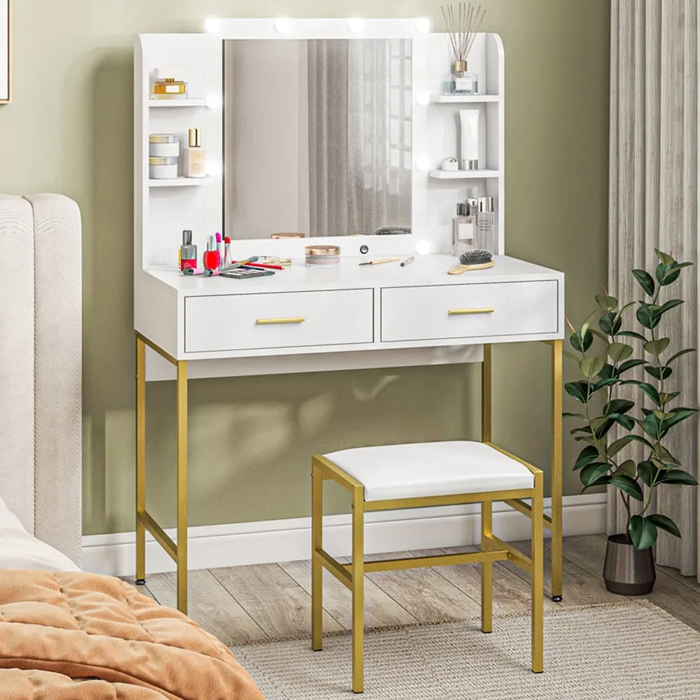 Vanity Dressing Table Set with Mirror - White image