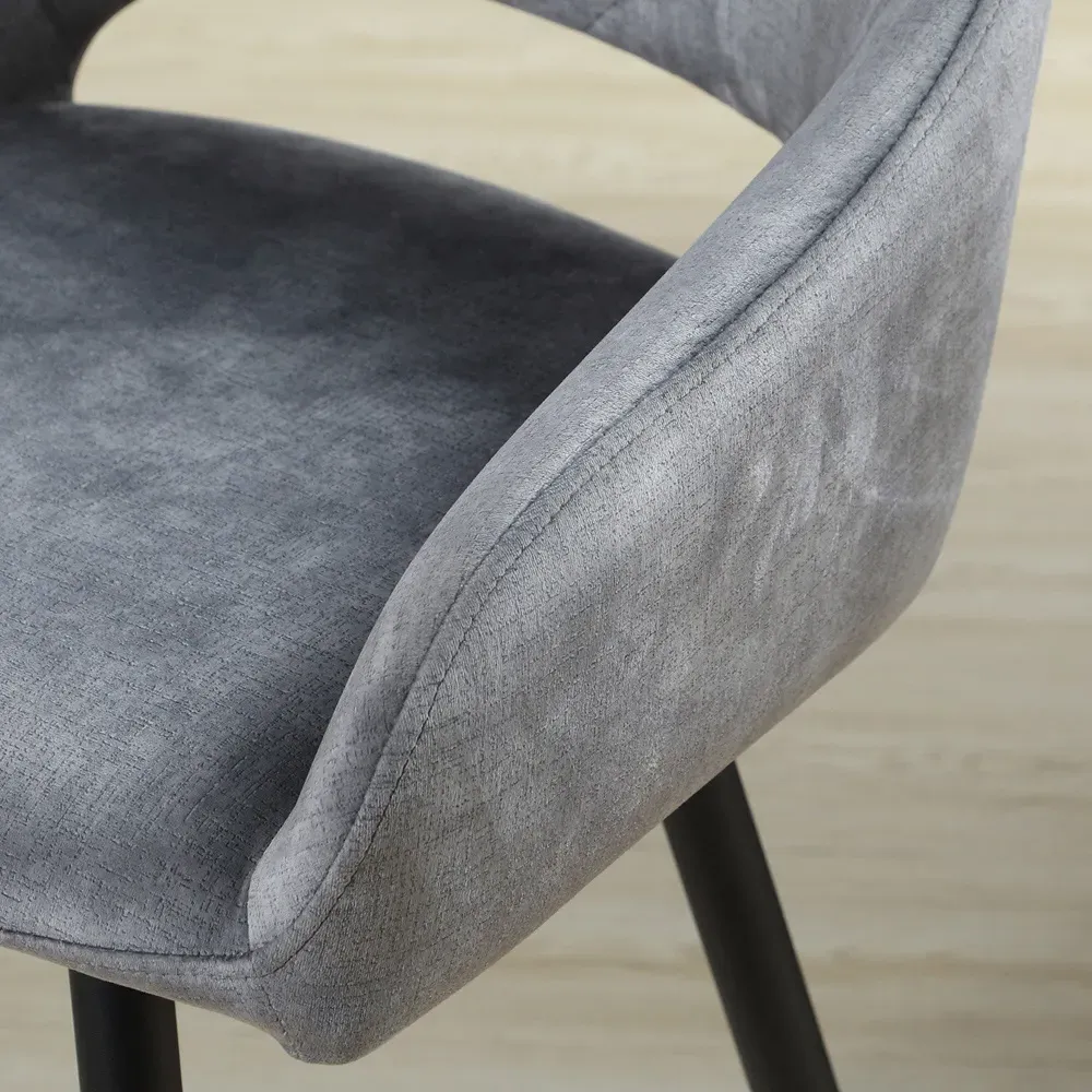 Velvet Bar Stool Set of 2 - Dark Grey