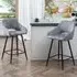 Velvet Bar Stool Set of 2 - Dark Grey