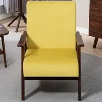 Velvet Solid Wood Frame Armchair - Champagne
