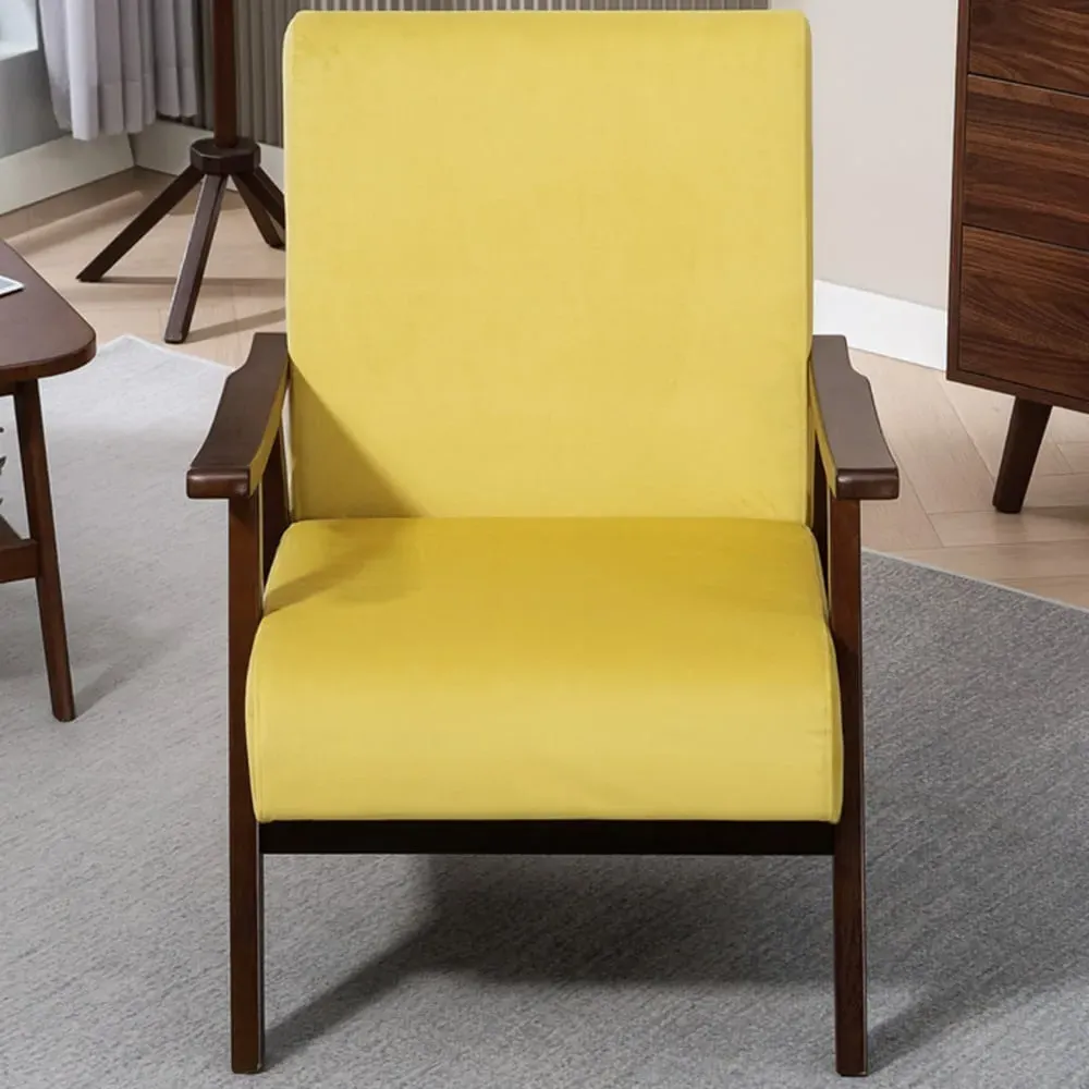 Velvet Solid Wood Frame Armchair - Champagne image