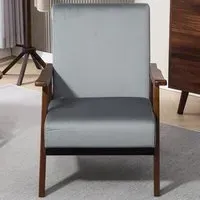 Velvet Solid Wood Frame Armchair - Grey