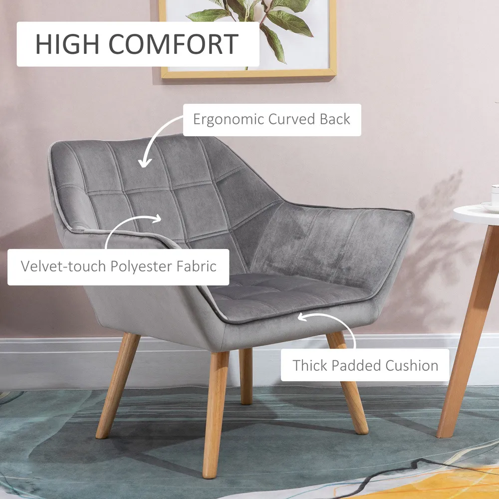 Velvet Touch Armchair - Grey