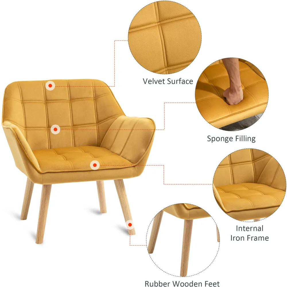 Velvet Touch Armchair - Yellow