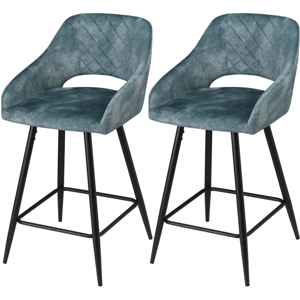 Velvet Touch Bar Stool Set of 2 - Blue