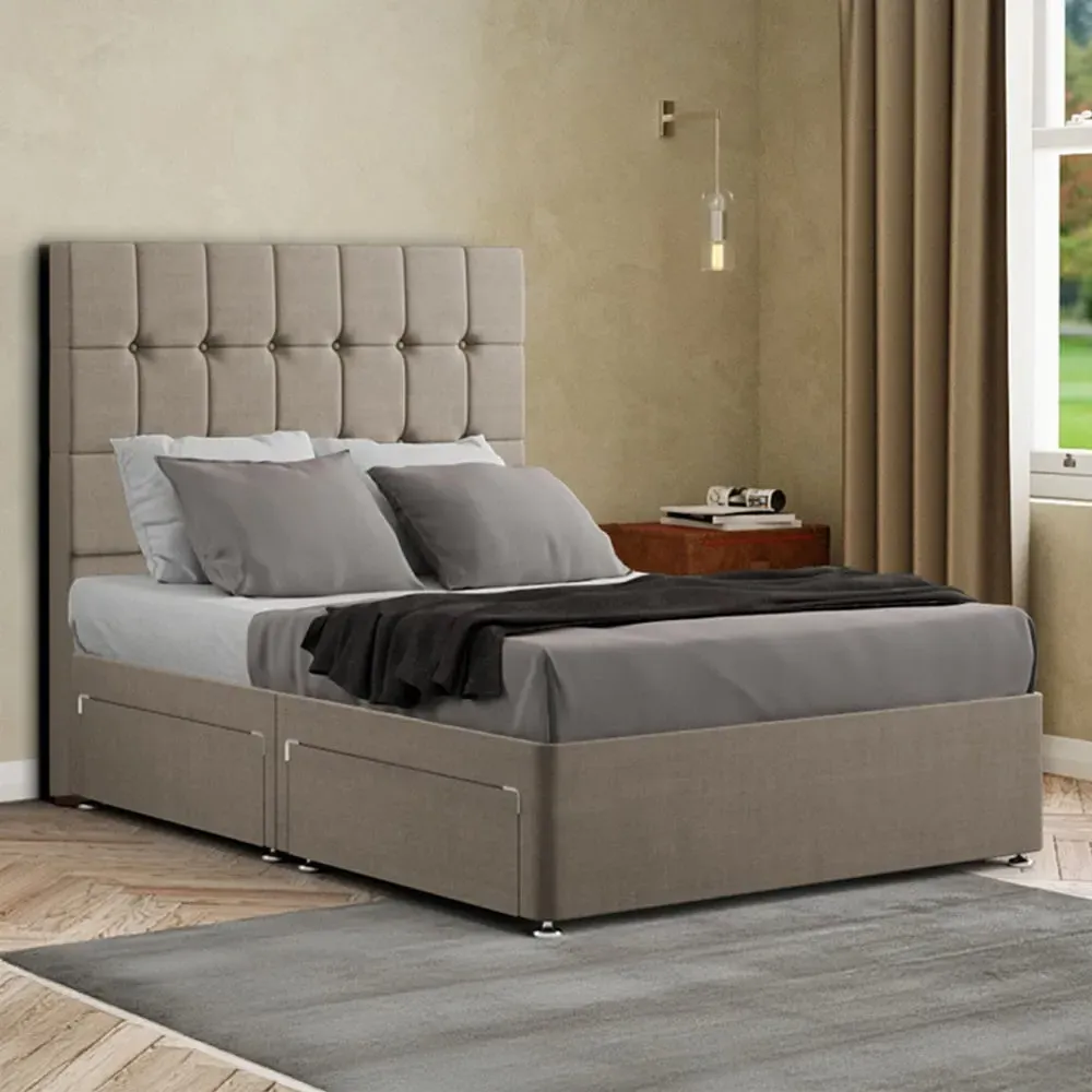 Venezia Double Divan Bed with Storage - Beige