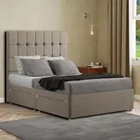 Venezia King Size Divan Bed with Storage - Beige