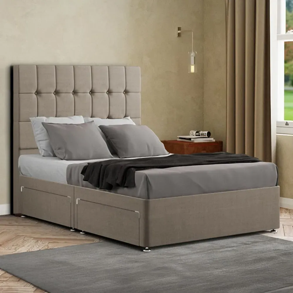 Venezia King Size Divan Bed with Storage - Beige