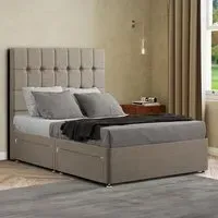 Venezia Single Divan Bed with Storage - Beige, Linen