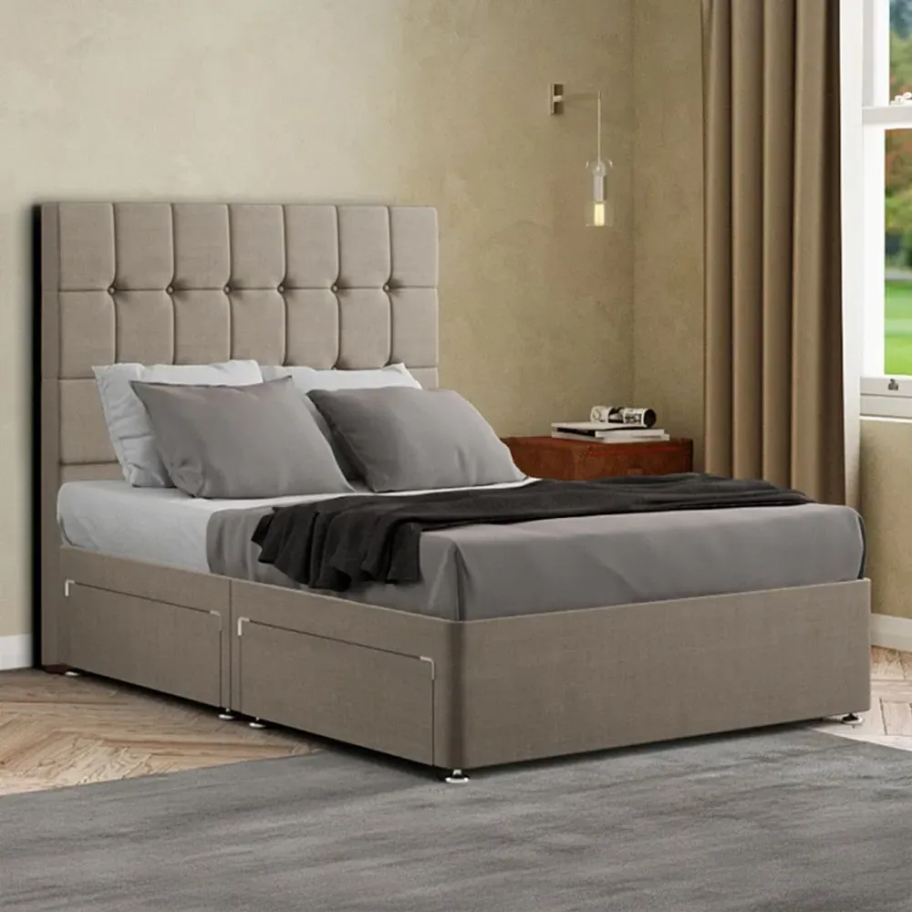 Venezia Single Divan Bed with Storage - Beige, Linen image