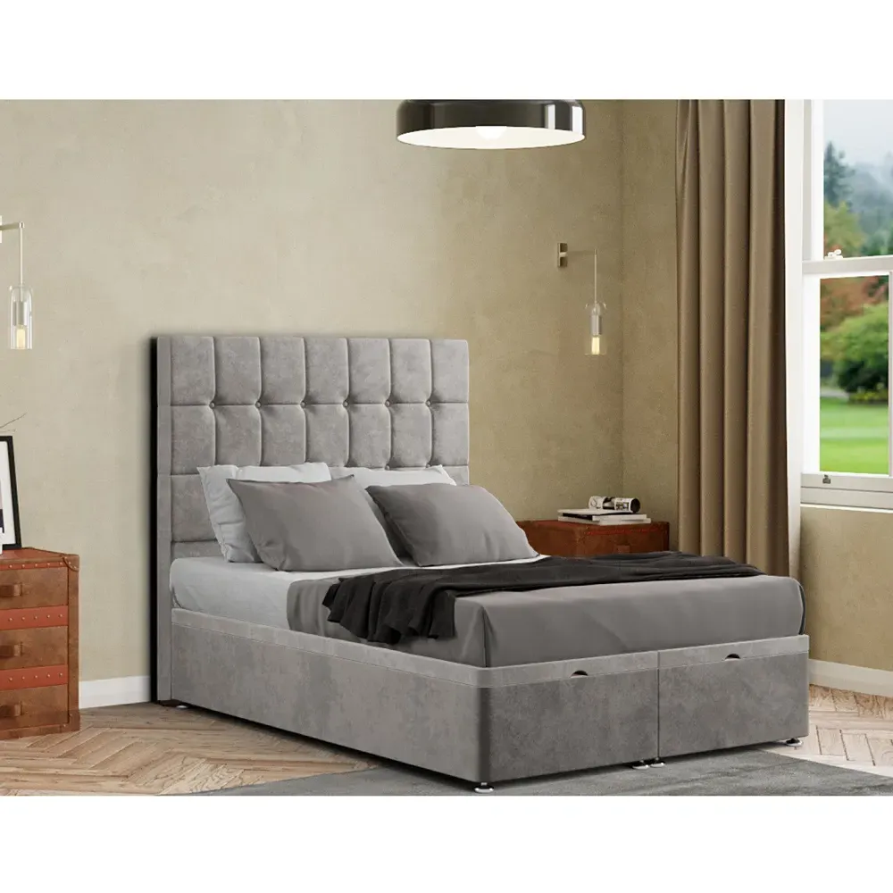 Venezia Single Ottoman Bed with Storage - Silver