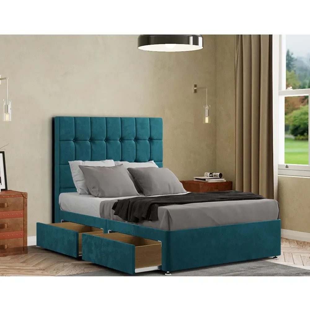 Venezia Small Double Divan Bed with Storage - Green