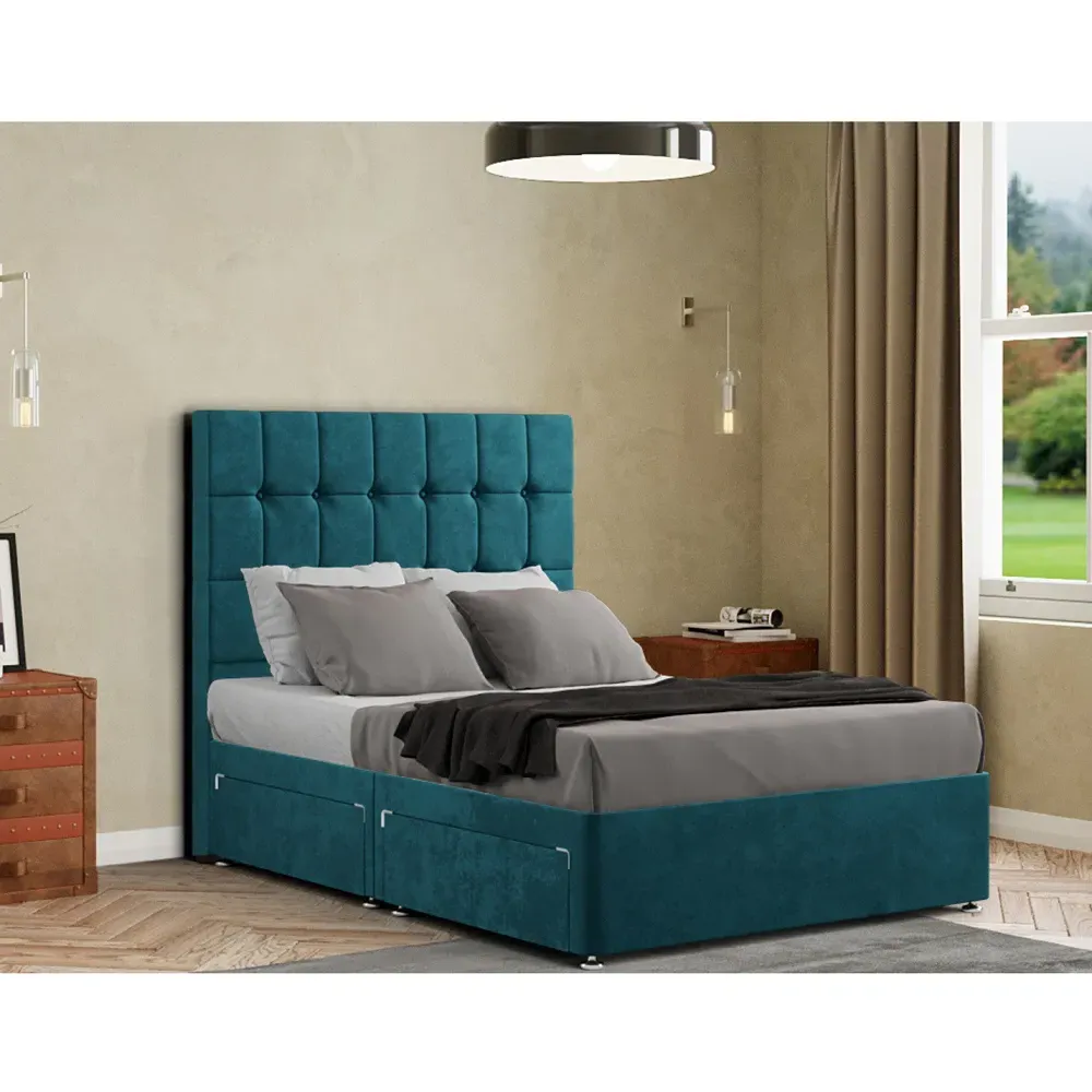 Venezia Super King Size Divan Bed with Storage - Emerald