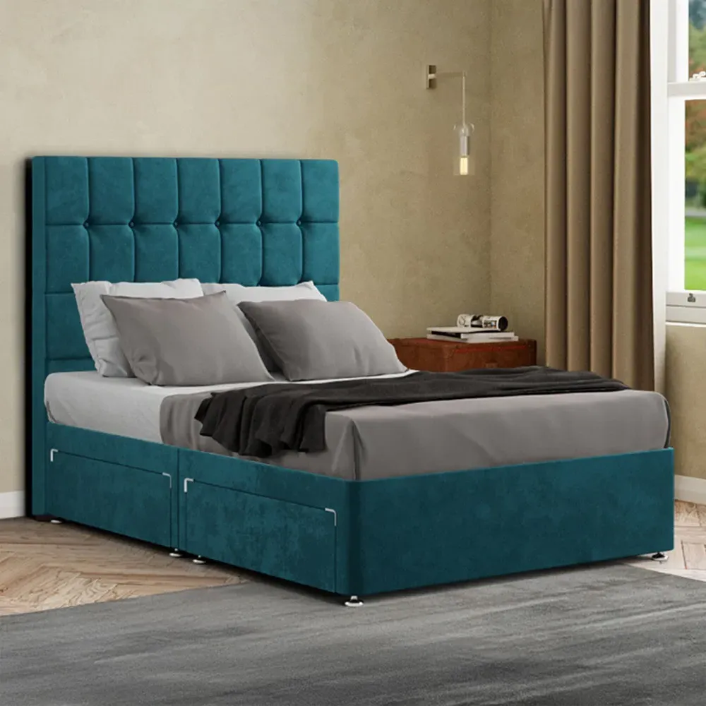 Venezia Super King Size Divan Bed with Storage - Emerald