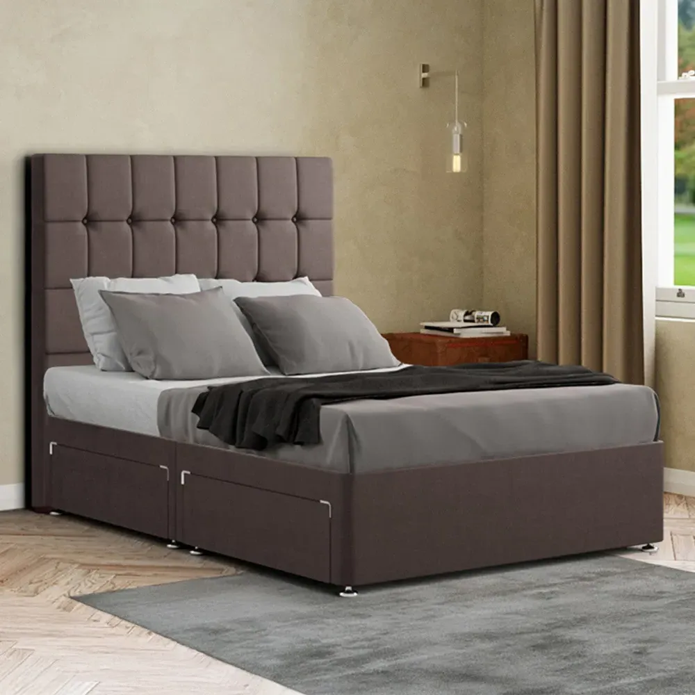 Venezia Super King Size Divan Bed with Storage - Grey