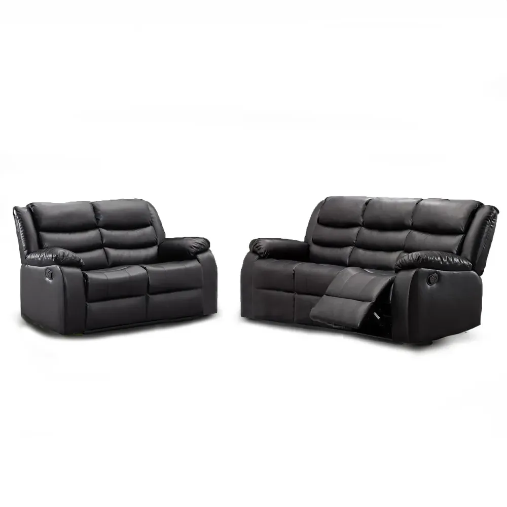 Venice 5-Seater Recliner Sofa Suite - Black, Leather
