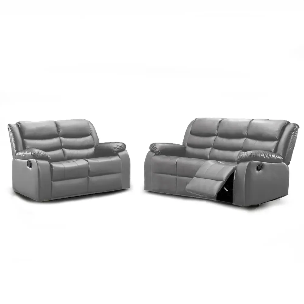 Venice 5-Seater Recliner Sofa Suite - Grey, Leather