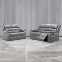 Venice 5-Seater Recliner Sofa Suite - Grey, Leather