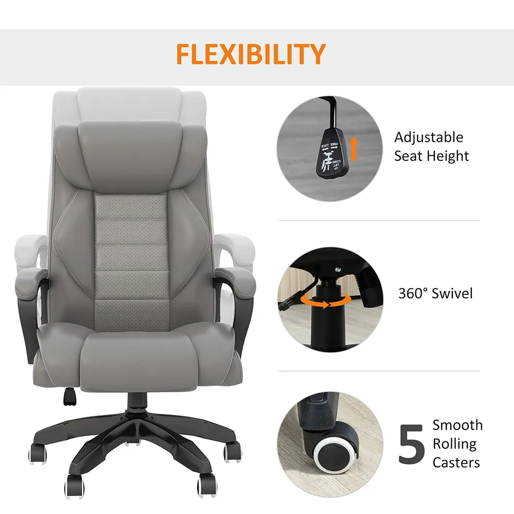 Vibration Massage High Back Executive Office Chair - Grey