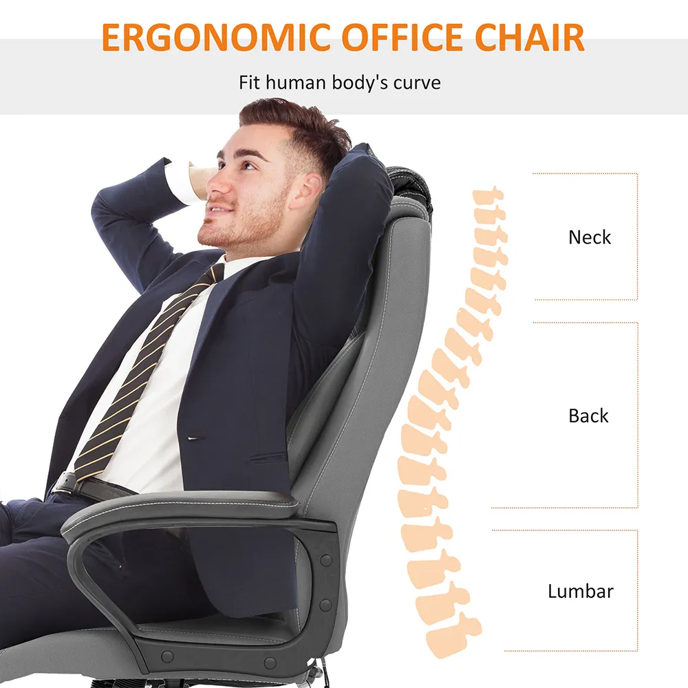 Vibration Massage High Back Executive Office Chair - Grey